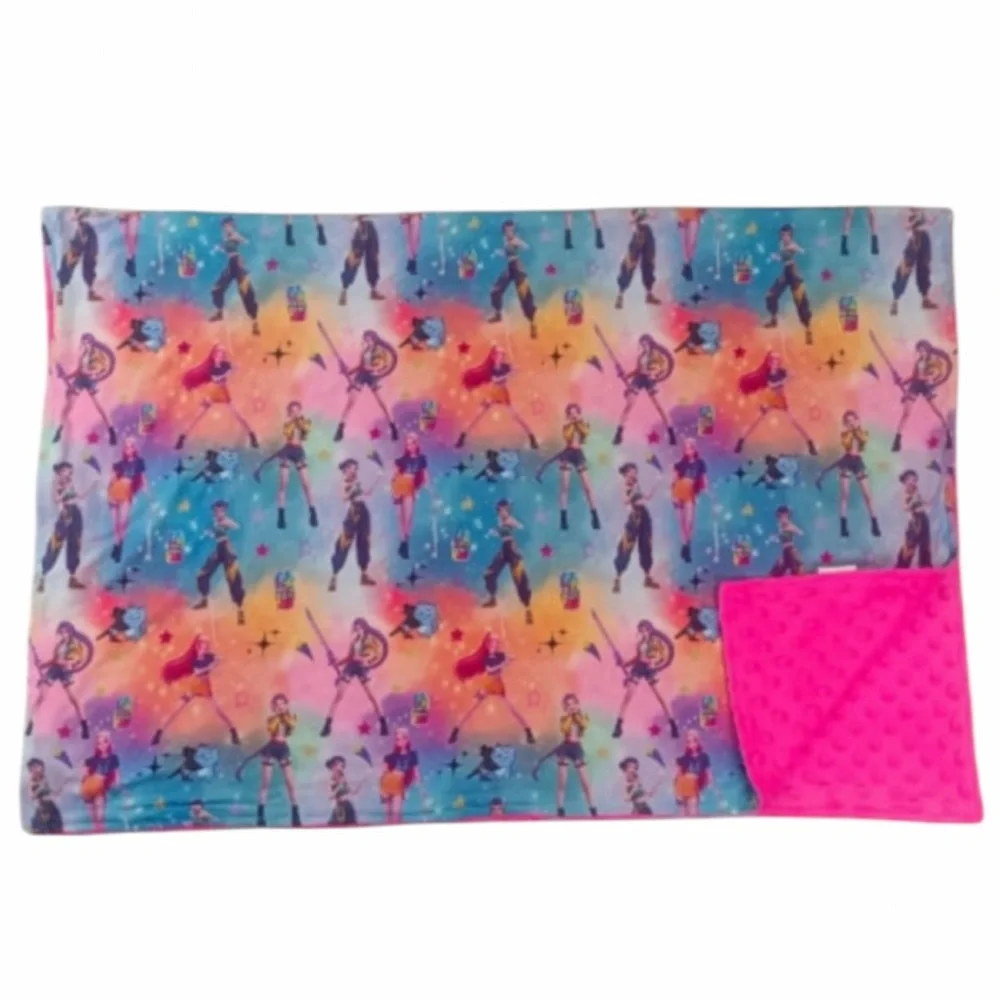 New K-Pop Demon Hunters Minky Fleece Blanket Huntrix Milk Silk 30 x 40 Gift